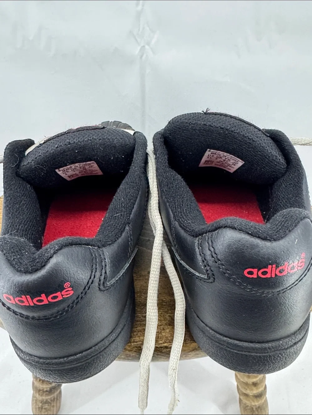 adidas Youth Boys Superstar II Skate Black Leather Sneakers w/ Red Branding, 4.5